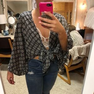 Lily White Long Sleeve Front Tie